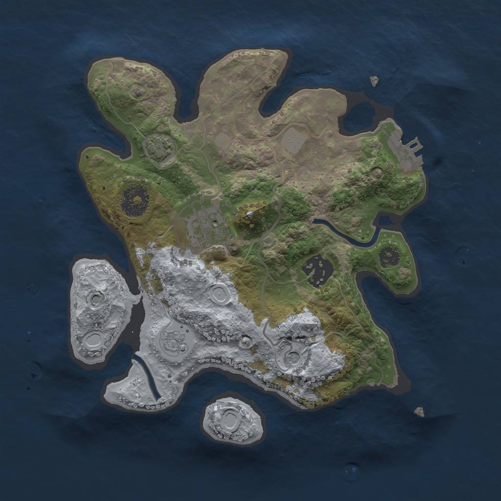 Rust Map: Procedural Map, Size: 2500, Seed: 942493287, 9 Monuments