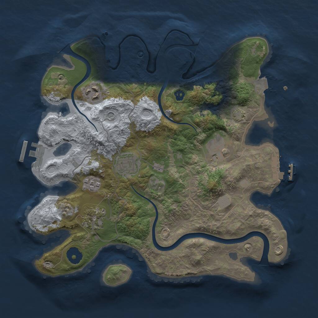 Rust Map: Procedural Map, Size: 3000, Seed: 943227705, 10 Monuments
