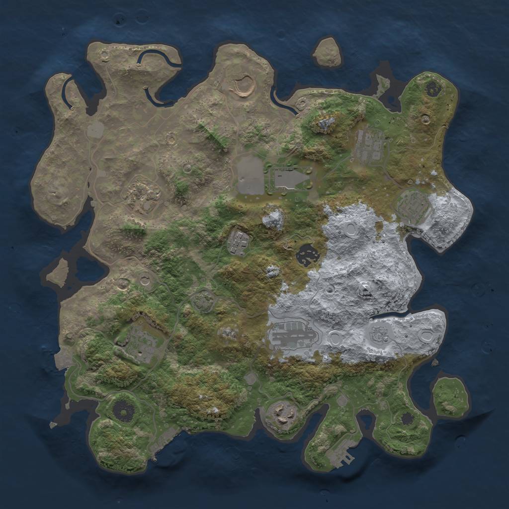 Rust Map: Procedural Map, Size: 3500, Seed: 1195377117, 18 Monuments