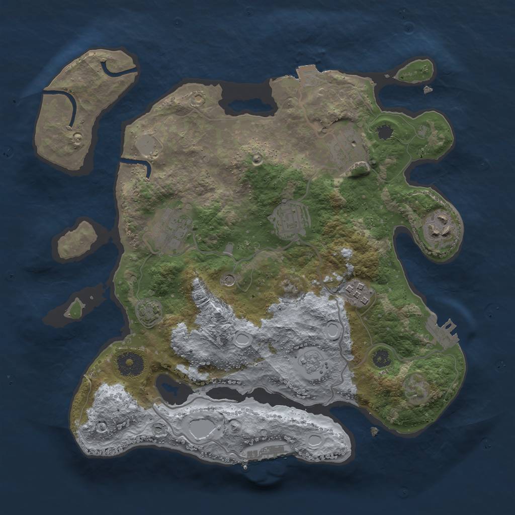 Rust Map: Procedural Map, Size: 3000, Seed: 9855214, 13 Monuments