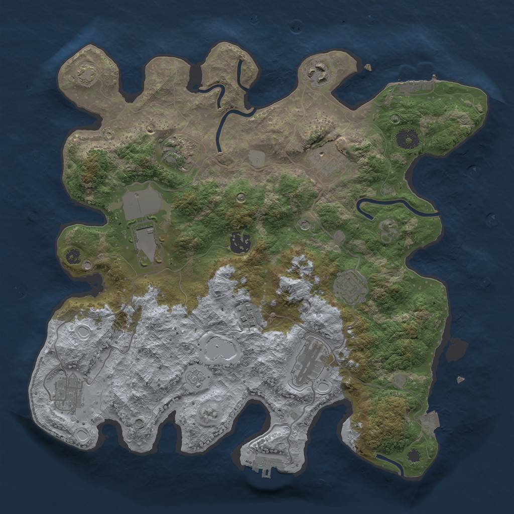Rust Map: Procedural Map, Size: 3500, Seed: 947055289, 17 Monuments