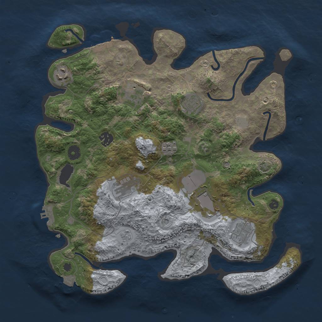 Rust Map: Procedural Map, Size: 3500, Seed: 2122796460, 16 Monuments