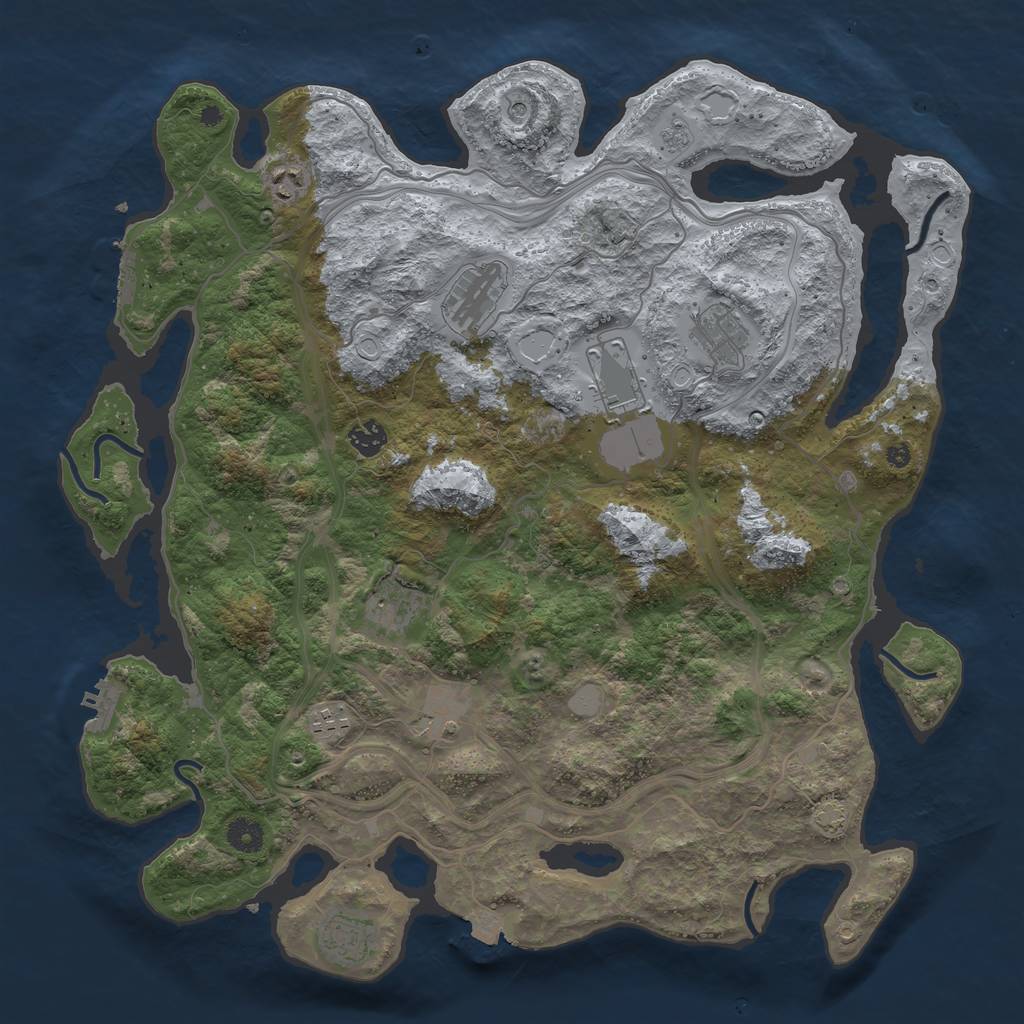 Rust Map: Procedural Map, Size: 4250, Seed: 80081351, 17 Monuments