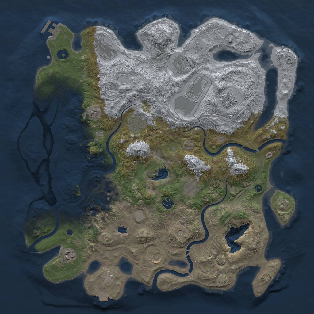 Rust Map: Procedural Map, Size: 4250, Seed: 80081351, 16 Monuments