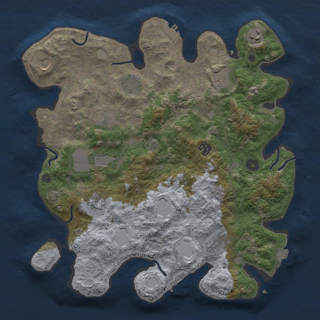 Rust Map: Procedural Map, Size: 3750, Seed: 379495, 18 Monuments