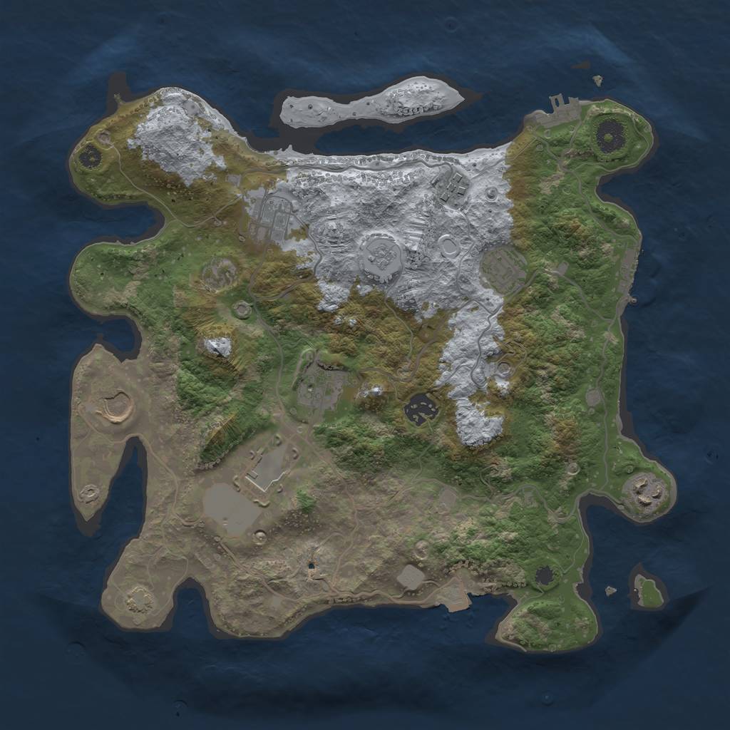 Rust Map: Procedural Map, Size: 3500, Seed: 1343607493, 16 Monuments