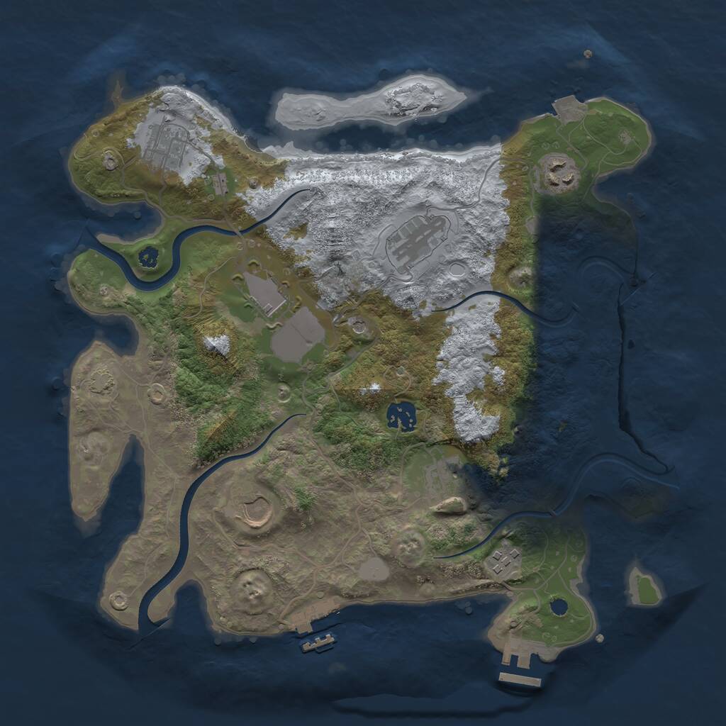 Rust Map: Procedural Map, Size: 3500, Seed: 1343607493, 13 Monuments