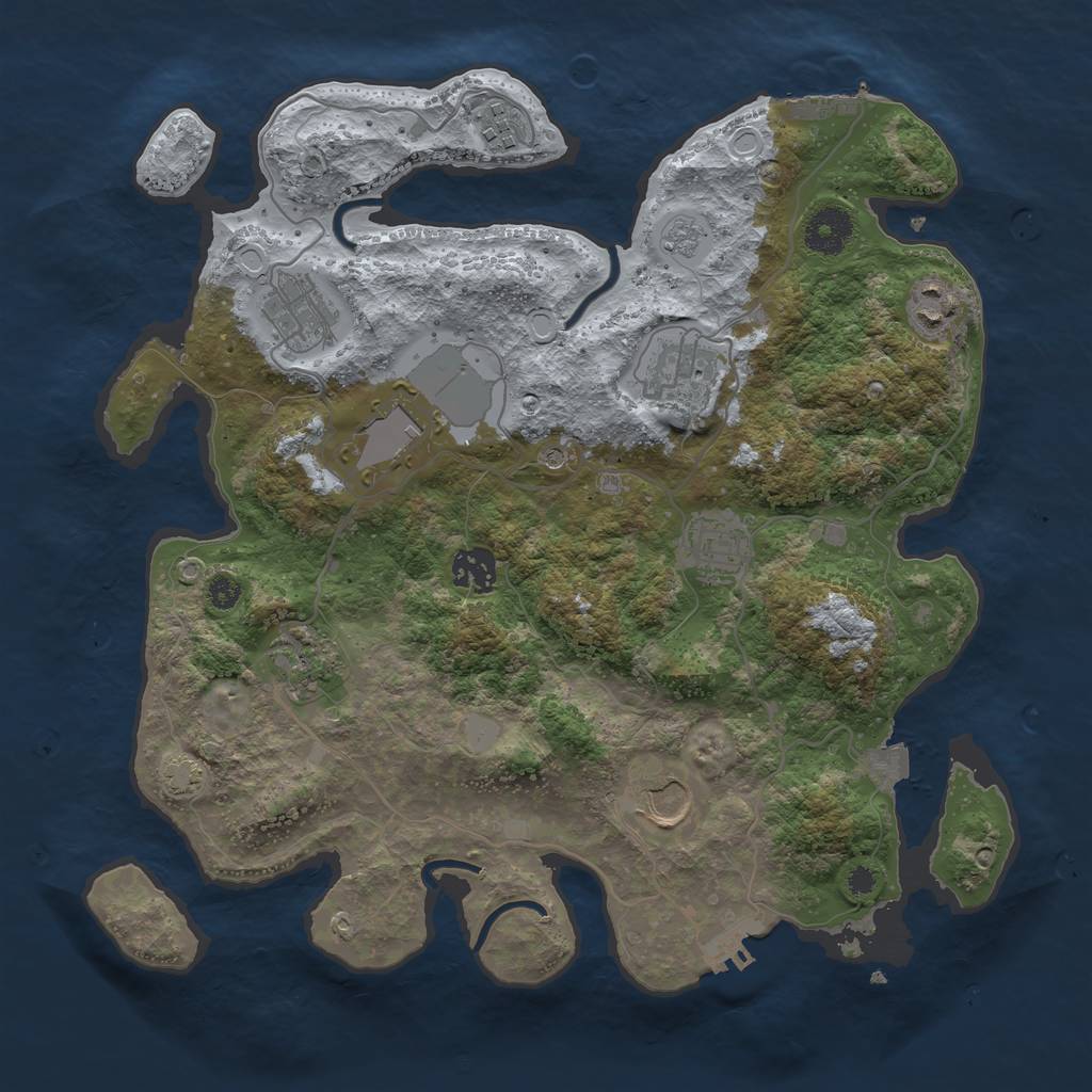 Rust Map: Procedural Map, Size: 3500, Seed: 1063837063, 17 Monuments