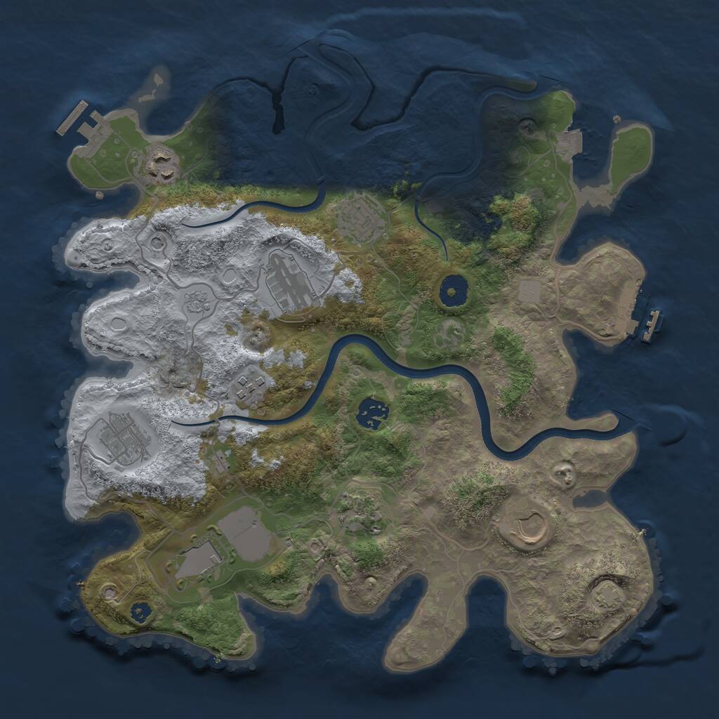 Rust Map: Procedural Map, Size: 3500, Seed: 1404166022, 15 Monuments