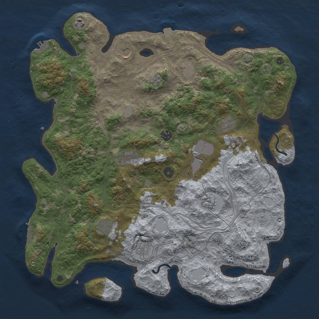 Rust Map: Procedural Map, Size: 4500, Seed: 369517096, 19 Monuments