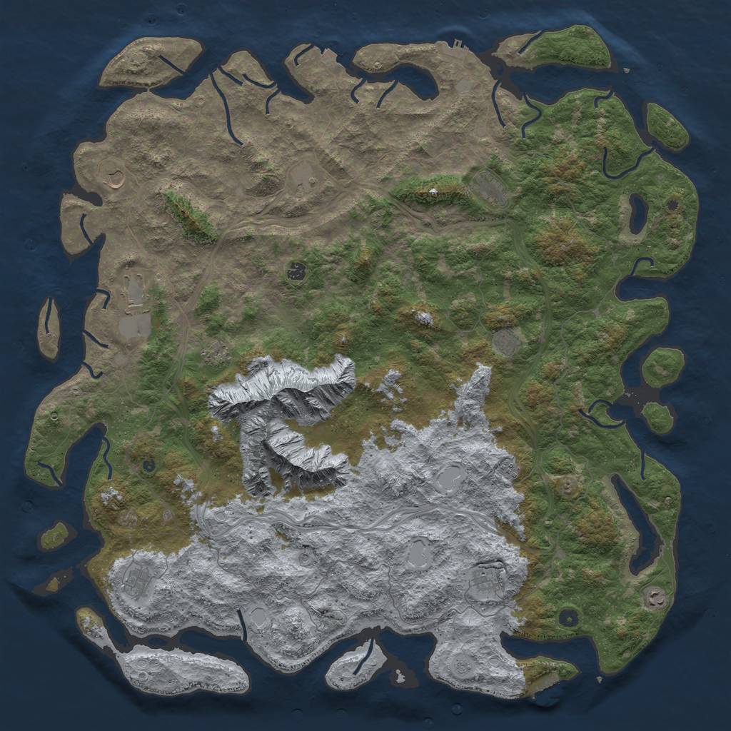 Rust Map: Procedural Map, Size: 6000, Seed: 9855214, 19 Monuments