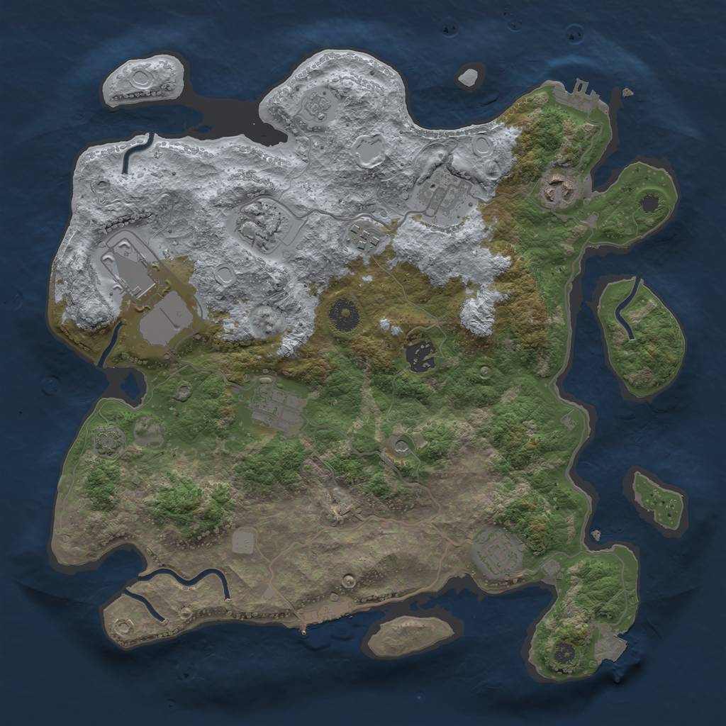 Rust Map: Procedural Map, Size: 3500, Seed: 1478440465, 16 Monuments