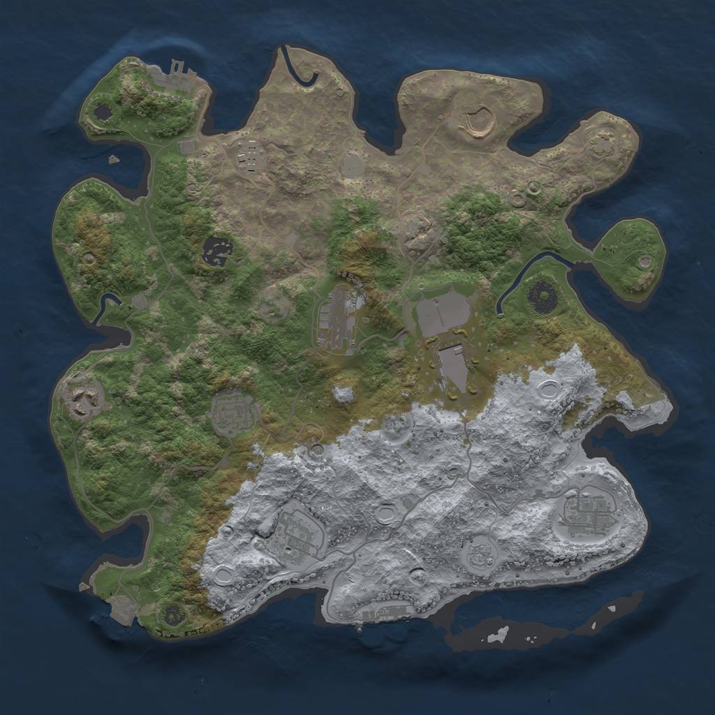 Rust Map: Procedural Map, Size: 3500, Seed: 493534161, 17 Monuments