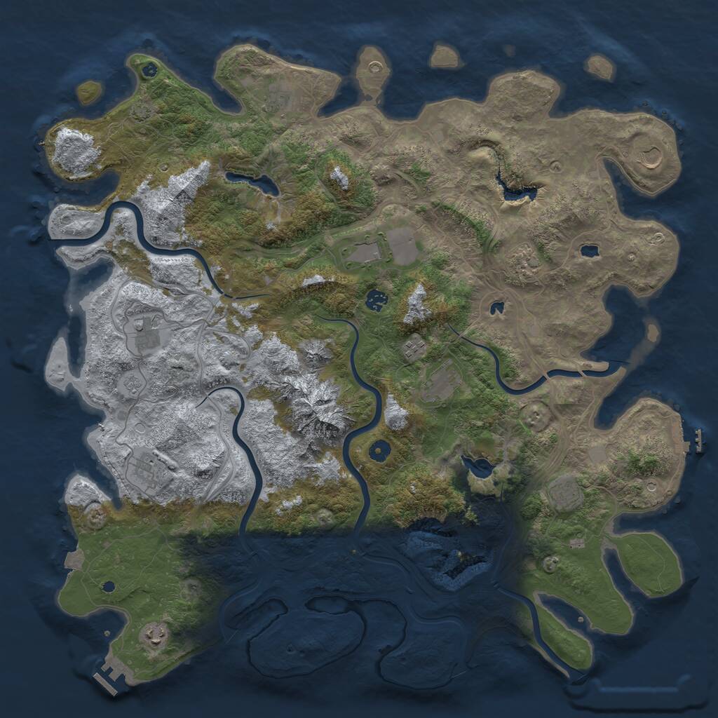 Rust Map: Procedural Map, Size: 5000, Seed: 1938713313, 17 Monuments