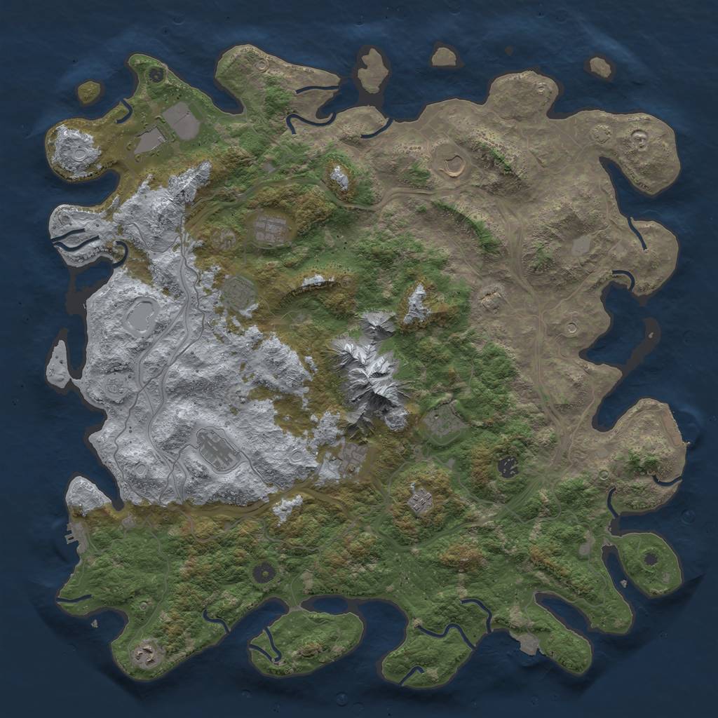 Rust Map: Procedural Map, Size: 5000, Seed: 1938713313, 18 Monuments