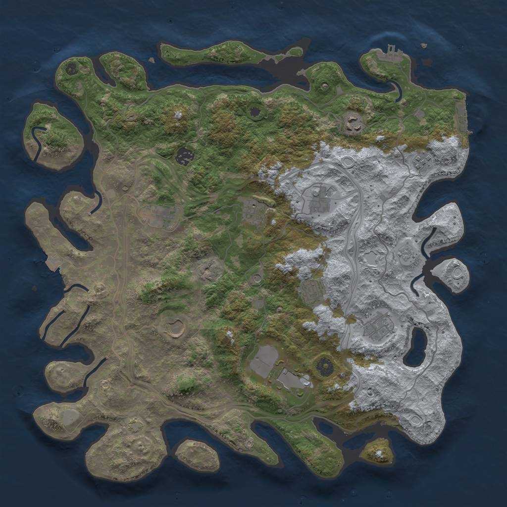 Rust Map: Procedural Map, Size: 4250, Seed: 64072846, 18 Monuments