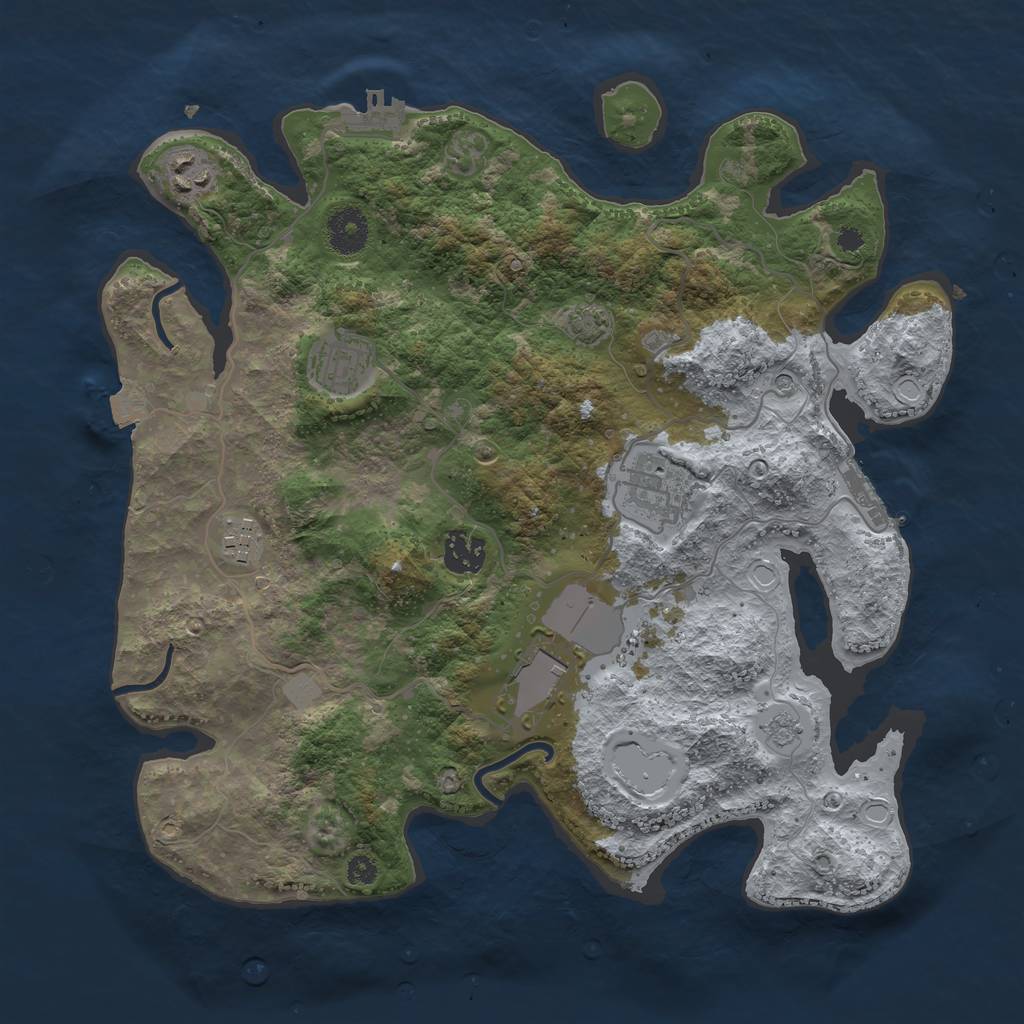 Rust Map: Procedural Map, Size: 3500, Seed: 390047282, 14 Monuments