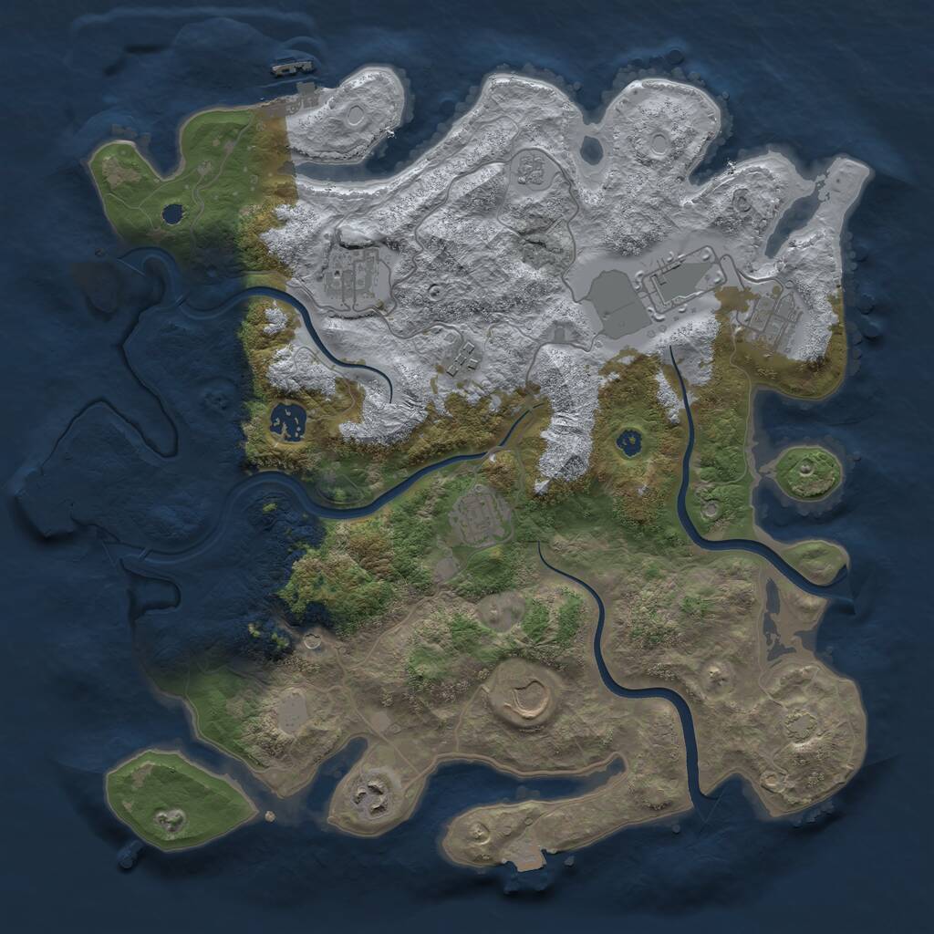 Rust Map: Procedural Map, Size: 3700, Seed: 1911592897, 14 Monuments