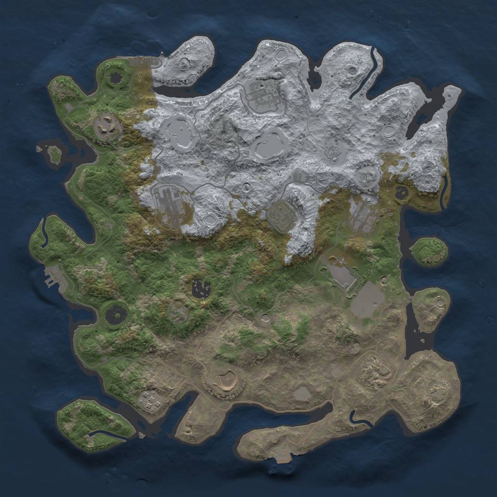 Rust Map: Procedural Map, Size: 3700, Seed: 1911592897, 18 Monuments