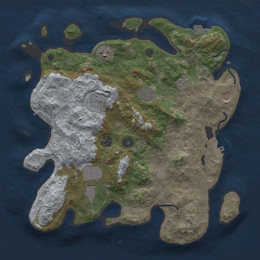 Rust Map: Procedural Map, Size: 3500, Seed: 932471645, 15 Monuments