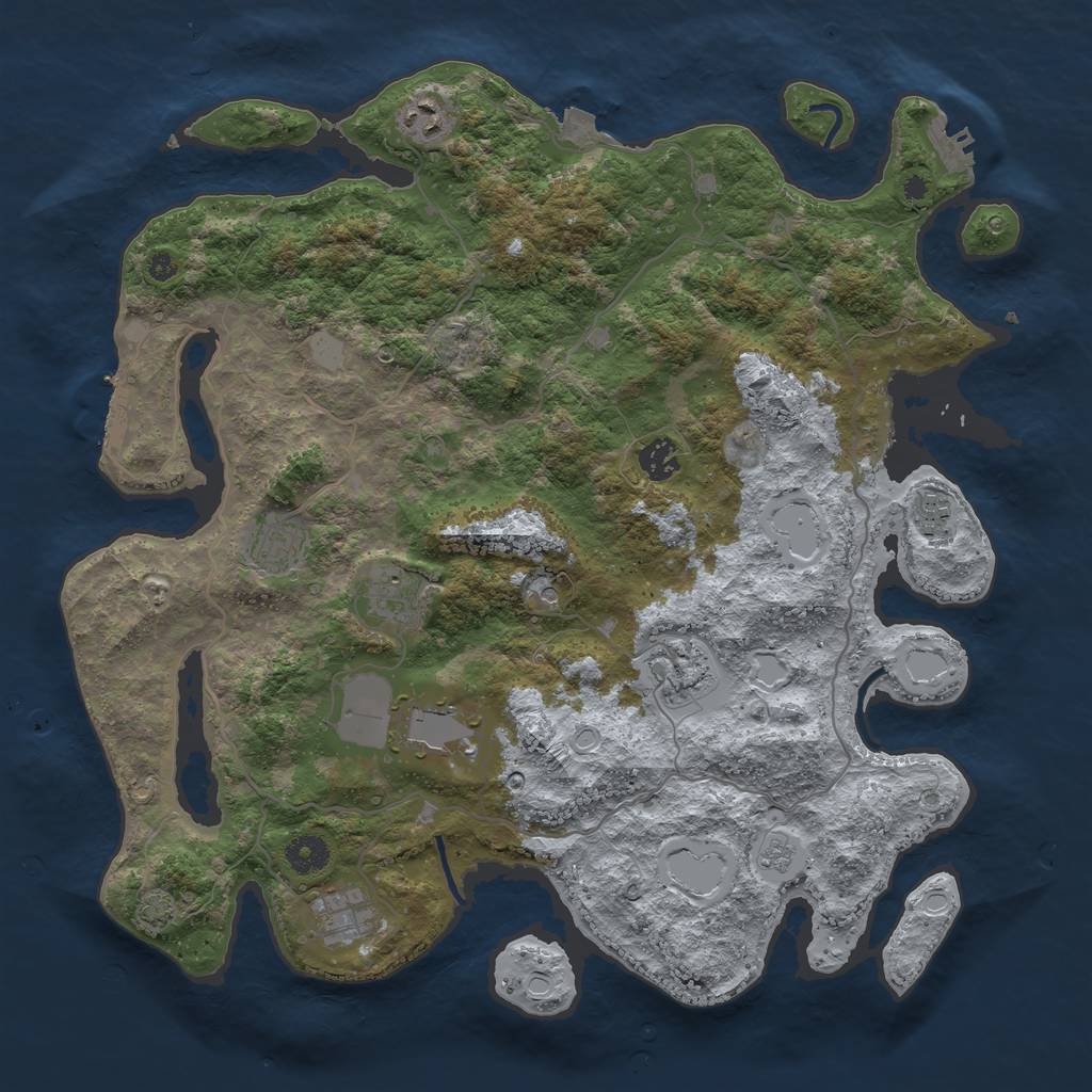 Rust Map: Procedural Map, Size: 4000, Seed: 315842955, 16 Monuments