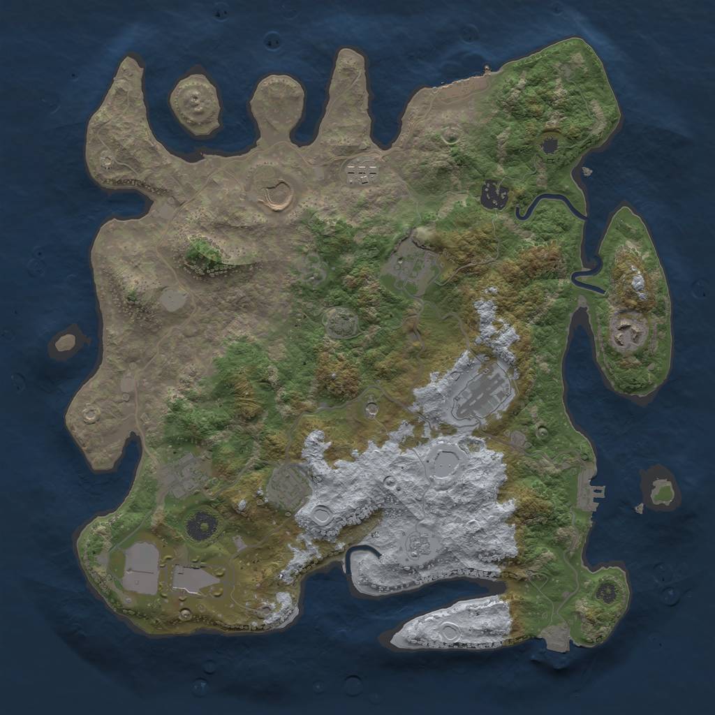 Rust Map: Procedural Map, Size: 3650, Seed: 33788840, 17 Monuments
