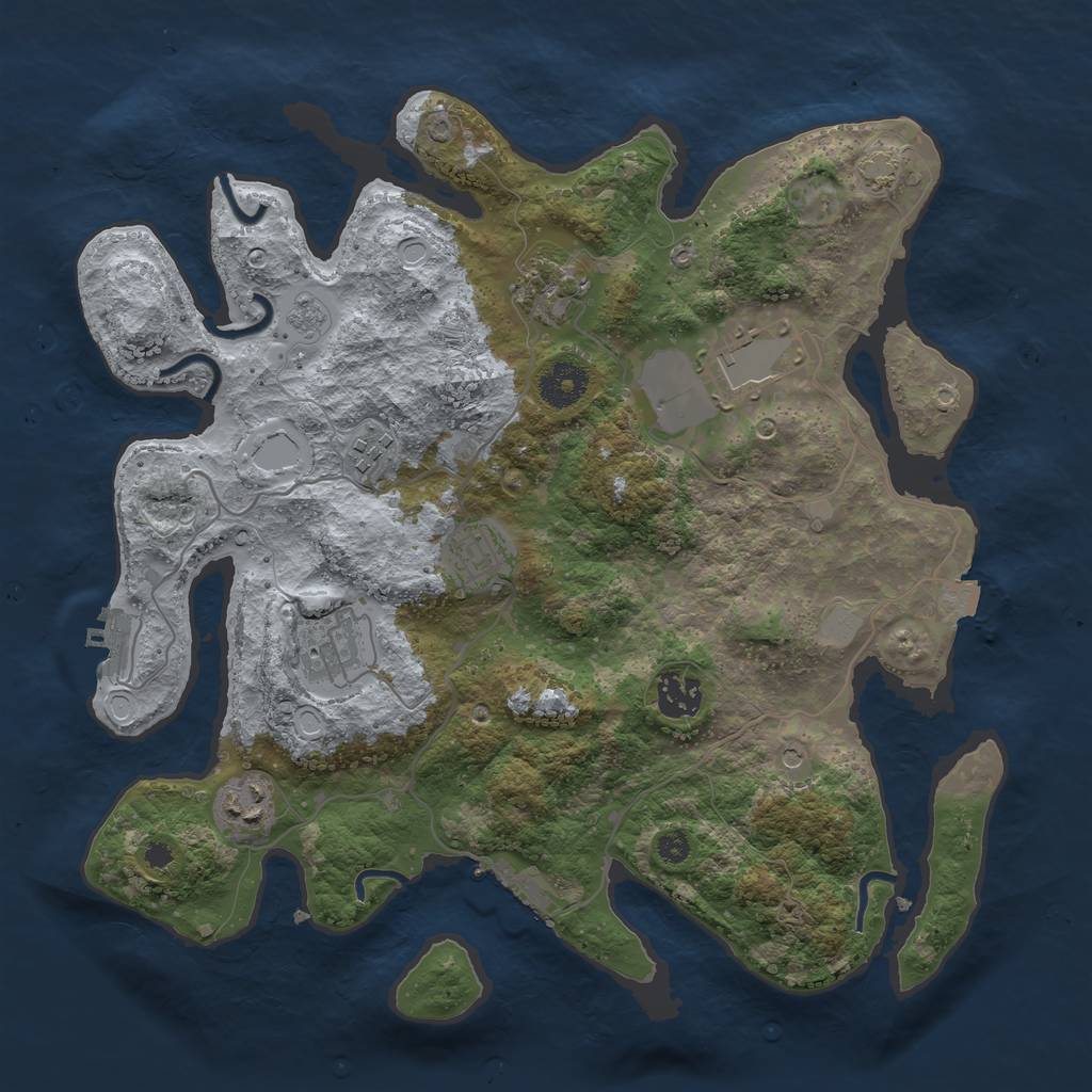Rust Map: Procedural Map, Size: 3500, Seed: 690956483, 15 Monuments
