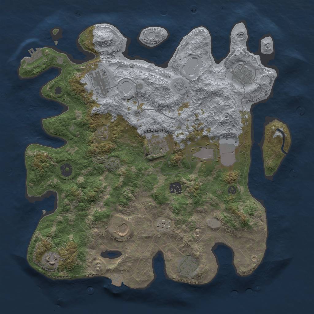 Rust Map: Procedural Map, Size: 3650, Seed: 38891856, 16 Monuments
