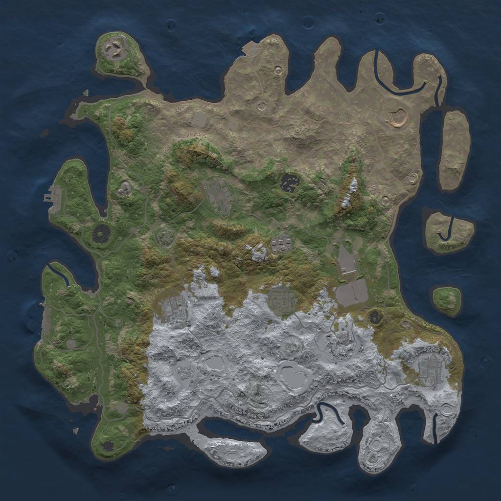 Rust Map: Procedural Map, Size: 4000, Seed: 1025655935, 18 Monuments