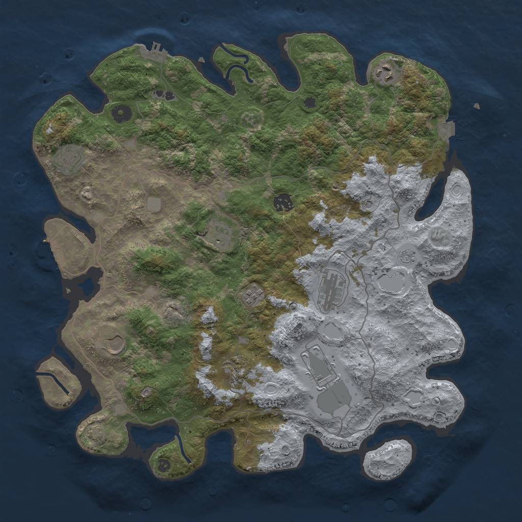 Rust Map: Procedural Map, Size: 4100, Seed: 54348317, 17 Monuments