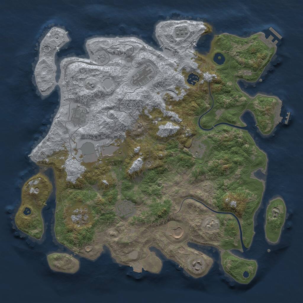 Rust Map: Procedural Map, Size: 3950, Seed: 68034026, 16 Monuments