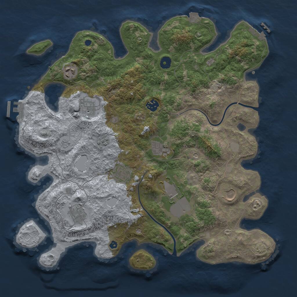 Rust Map: Procedural Map, Size: 3800, Seed: 660999, 15 Monuments