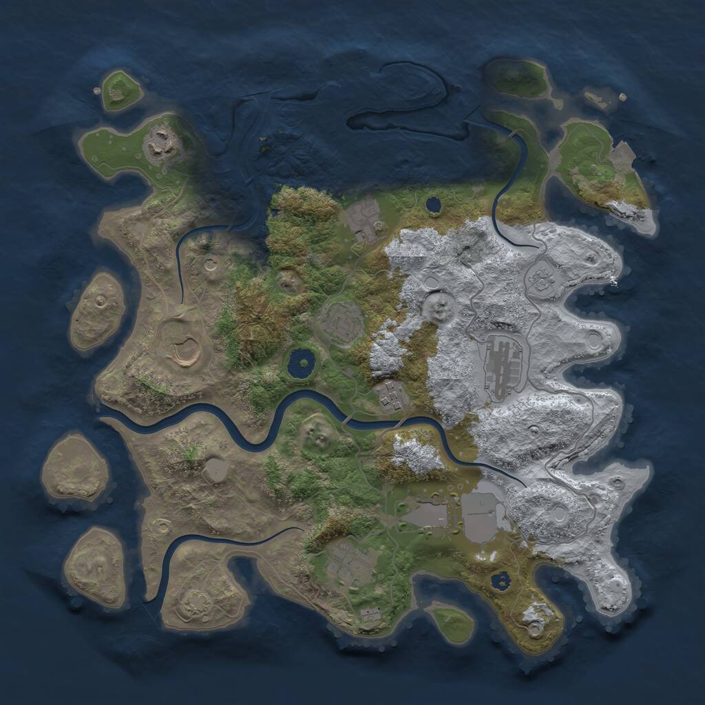 Rust Map: Procedural Map, Size: 3650, Seed: 69135184, 13 Monuments