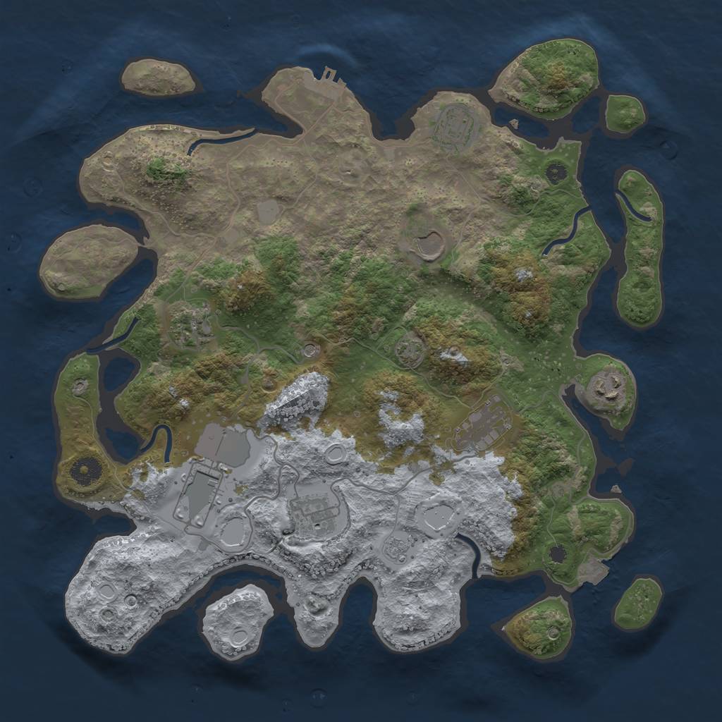 Rust Map: Procedural Map, Size: 3650, Seed: 81806098, 14 Monuments