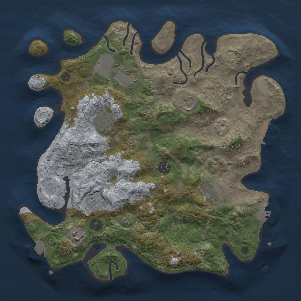 Rust Map: Procedural Map, Size: 3500, Seed: 373280937, 16 Monuments