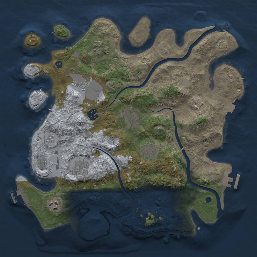 Rust Map: Procedural Map, Size: 3500, Seed: 373280937, 14 Monuments