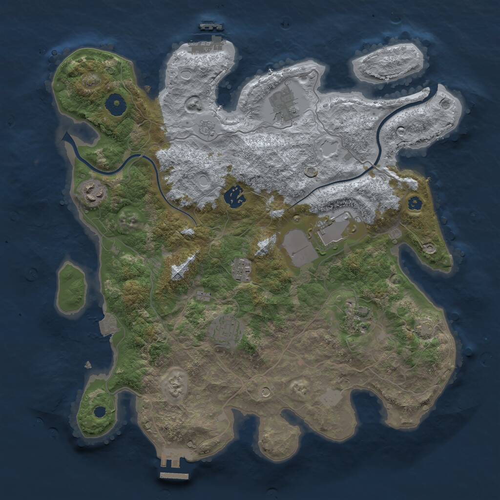 Rust Map: Procedural Map, Size: 3550, Seed: 26412386, 13 Monuments