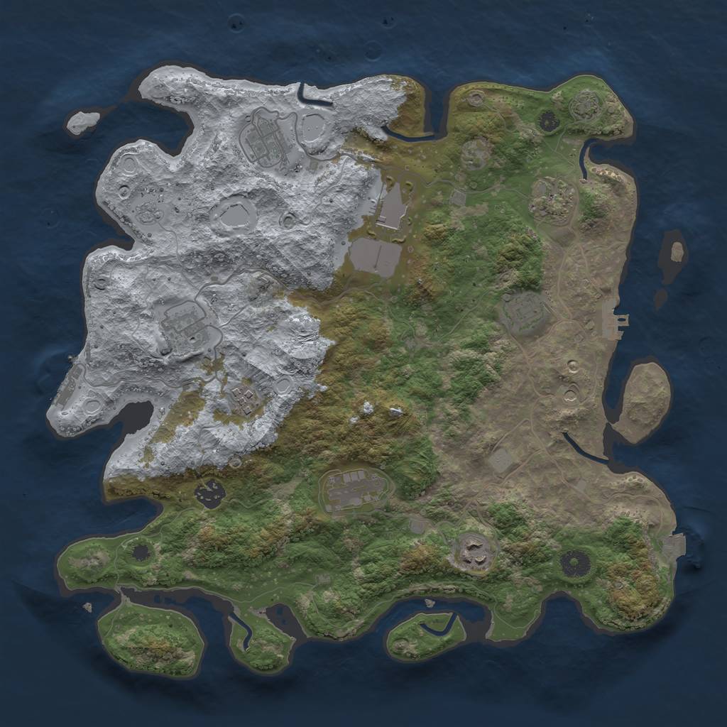 Rust Map: Procedural Map, Size: 3800, Seed: 492224105, 17 Monuments