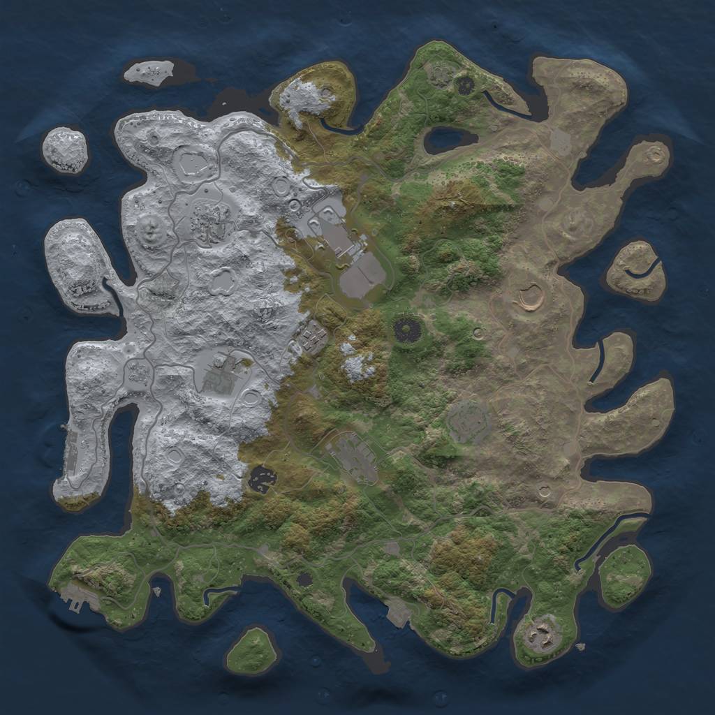 Rust Map: Procedural Map, Size: 4000, Seed: 690956483, 17 Monuments