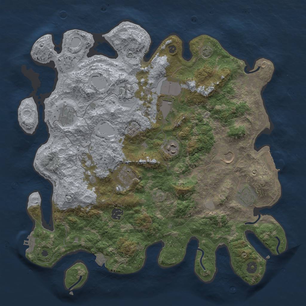 Rust Map: Procedural Map, Size: 3950, Seed: 36496625, 17 Monuments