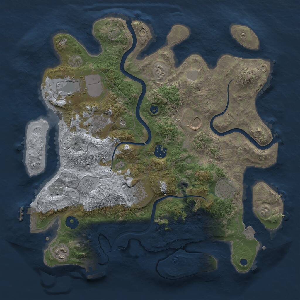Rust Map: Procedural Map, Size: 3500, Seed: 684882757, 14 Monuments