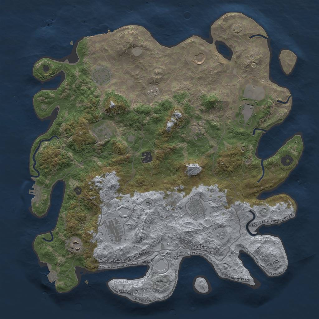 Rust Map: Procedural Map, Size: 4100, Seed: 24642516, 18 Monuments