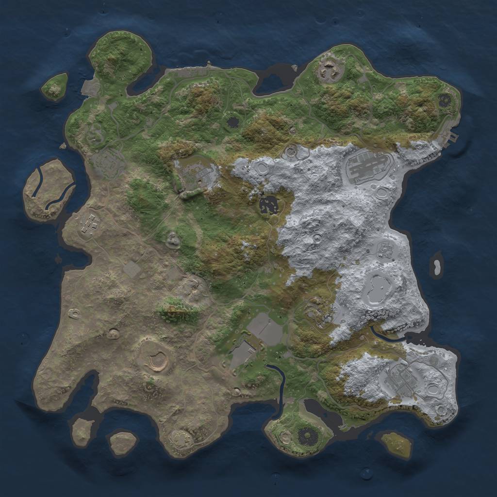 Rust Map: Procedural Map, Size: 3750, Seed: 1341117283, 18 Monuments