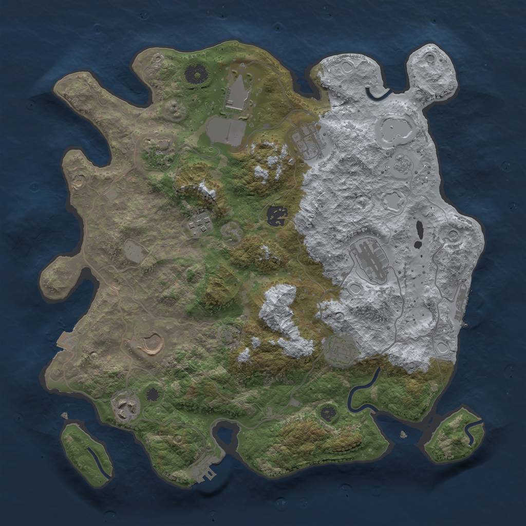 Rust Map: Procedural Map, Size: 3650, Seed: 56885800, 17 Monuments