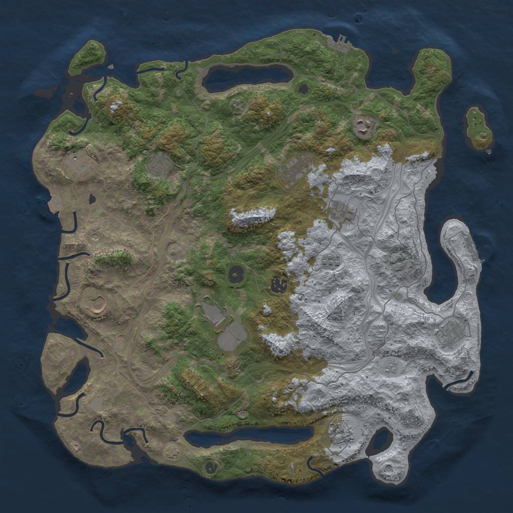 Rust Map: Procedural Map, Size: 4500, Seed: 798668, 19 Monuments