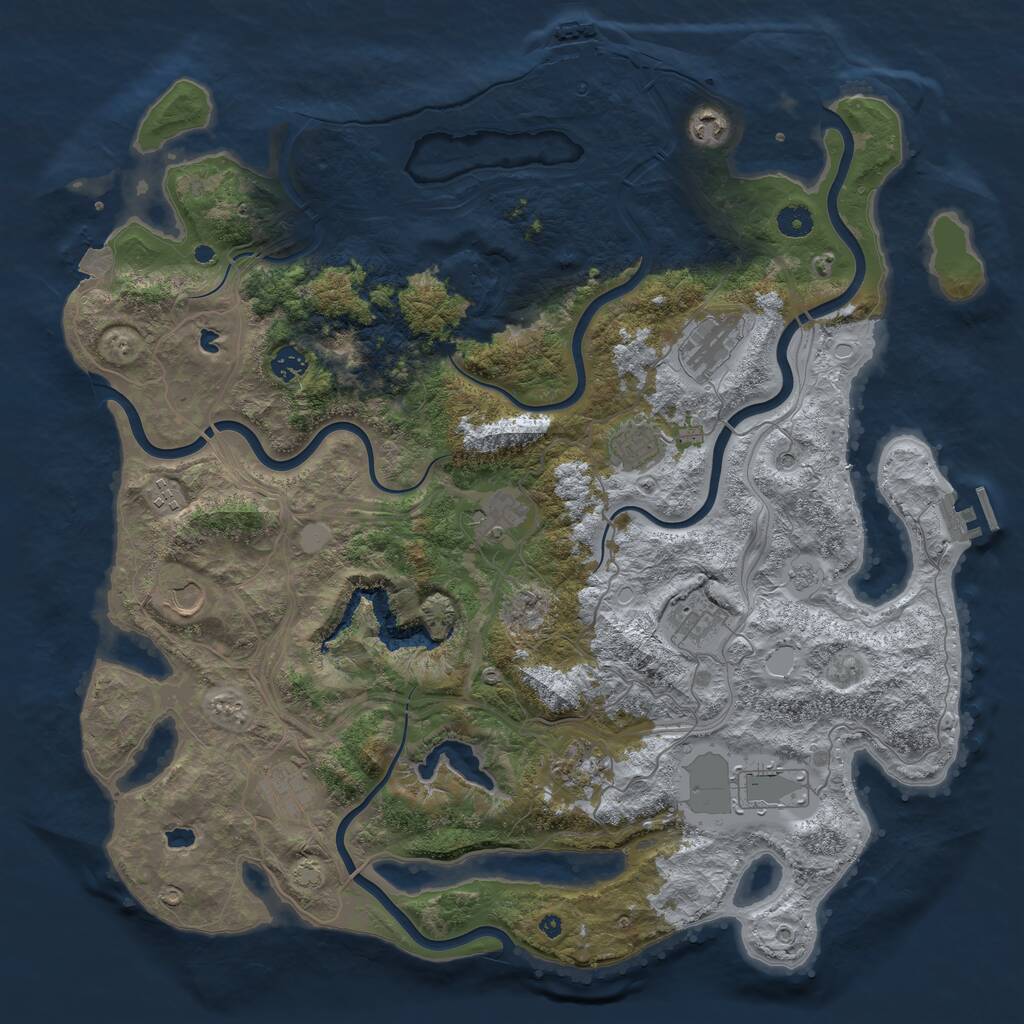 Rust Map: Procedural Map, Size: 4500, Seed: 798668, 17 Monuments