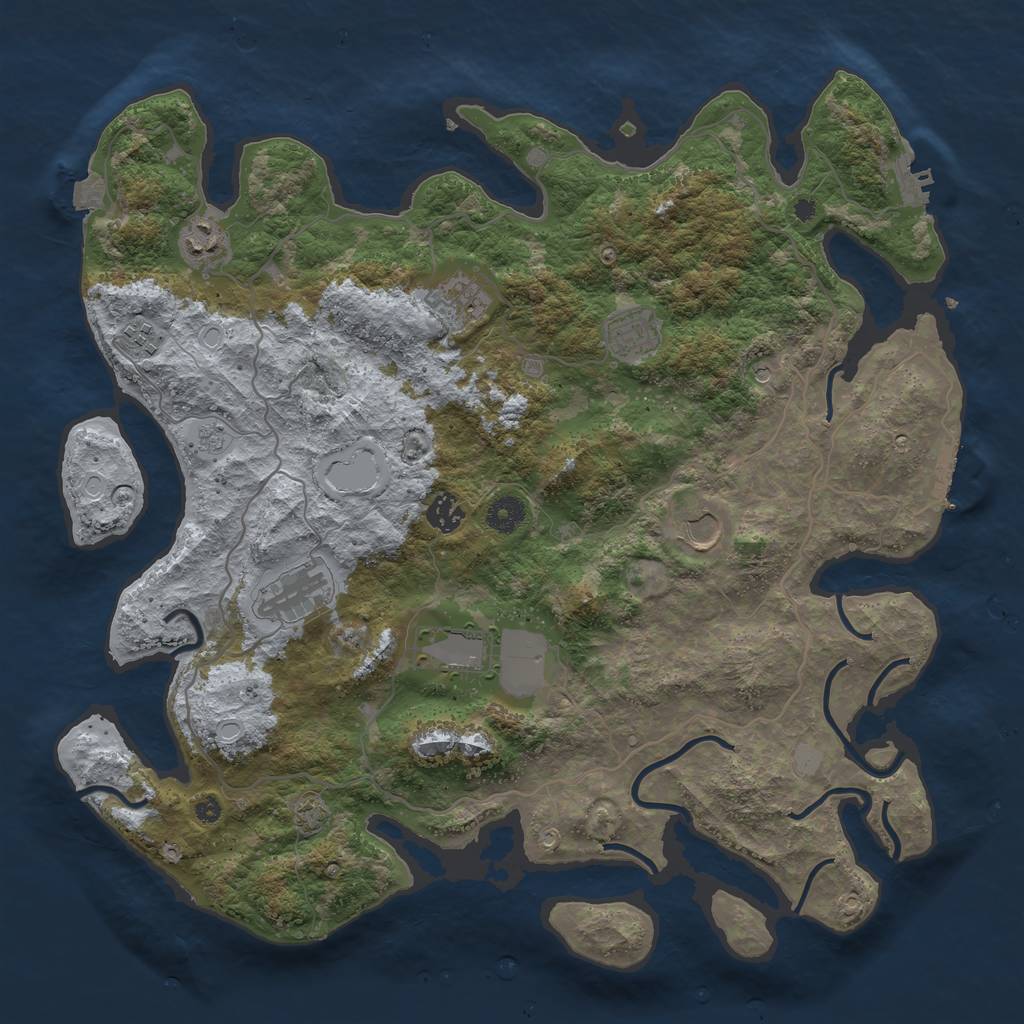 Rust Map: Procedural Map, Size: 4096, Seed: 548, 16 Monuments