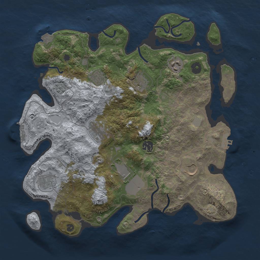 Rust Map: Procedural Map, Size: 3500, Seed: 1807522470, 16 Monuments