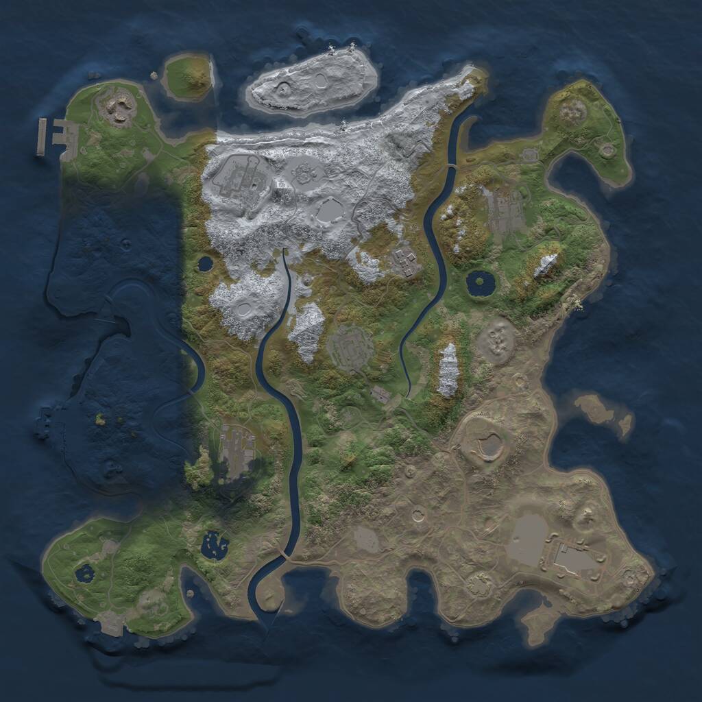 Rust Map: Procedural Map, Size: 3750, Seed: 101923, 15 Monuments