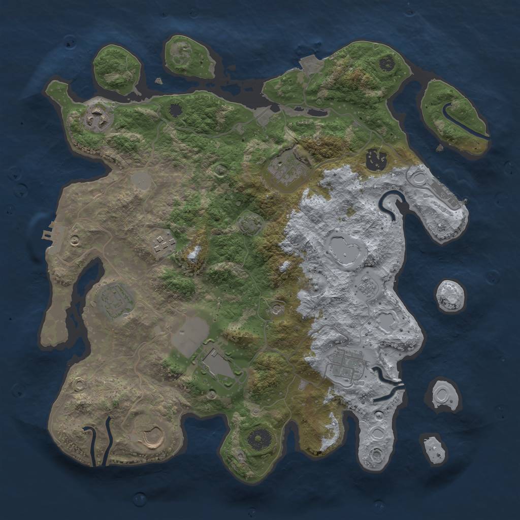 Rust Map: Procedural Map, Size: 3500, Seed: 31727057, 16 Monuments